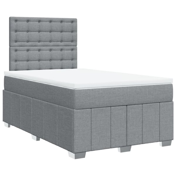 vidaXL Sommier à lattes de lit avec matelas Gris clair 120x200cm Tissu