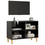vidaXL Meuble TV avec pieds en bois massif Noir 69 5x30x50 cm
