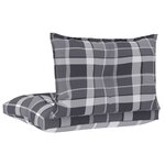 vidaXL Coussins de palette lot de 2 motif à carreaux gris tissu