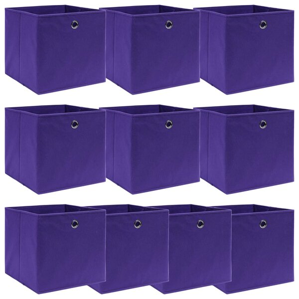 vidaXL Boîtes de rangement 10 Pièces Violet 32x32x32 cm Tissu