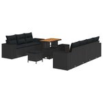vidaXL Ensemble de canapé de jardin 10 Pièces Noir Poly Rattan