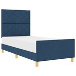 vidaXL Cadre de lit avec tête de lit Bleu 100 x 200 cm tissu