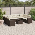 vidaXL Salon de jardin 10 Pièces avec coussins marron résine tressée