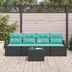 vidaXL Ensemble de Canapés 5 Pièces Noir et turquoise polyrotin