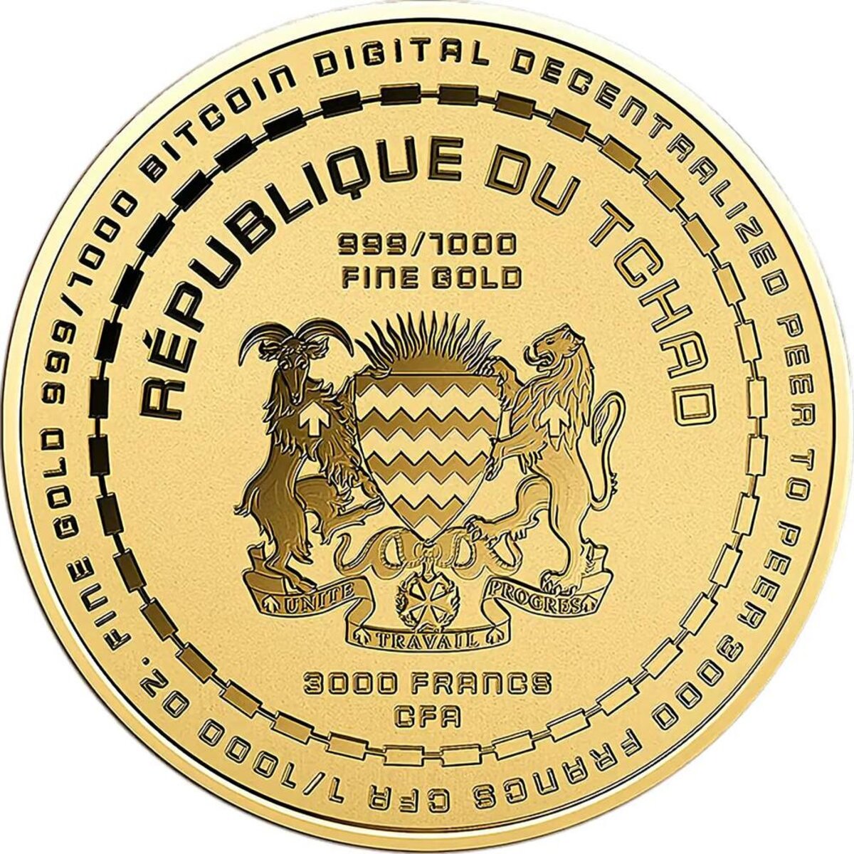 Pièce de monnaie en Or 3000 Francs g 0.031 (1/1000 oz) Millésime Gold Gift  BITCOIN 1/1000 - La Poste