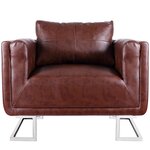 vidaXL Fauteuil cube avec pieds chromés Marron Similicuir