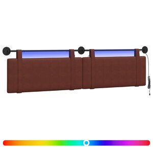 vidaXL Tête de lit suspendue Avec lumière LED Brun Brillant PU antique