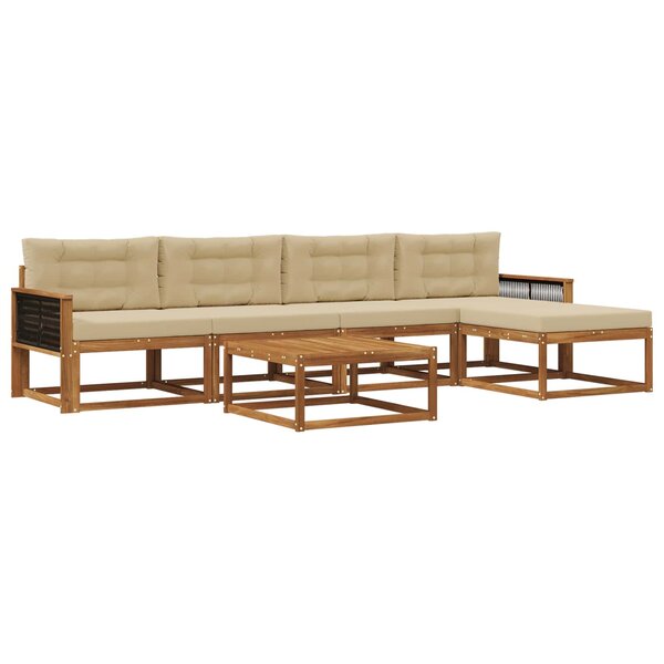 vidaXL Ensemble de canapés d'extérieur 6 Pièces Naturel et Beige