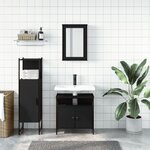 vidaXL Ensemble de meubles salle de bain 3 Pièces noir bois d'ingénierie