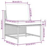 vidaXL Canapé central sectionnel avec coussins Gris Résine tressée