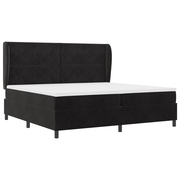 Lit à cadre avec matelas vidaXL Noir 200x200 cm Velours