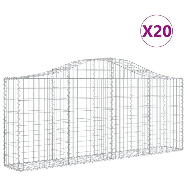 vidaXL Paniers à gabions arqués 20 Pièces 200x30x80/100 cm Fer galvanisé