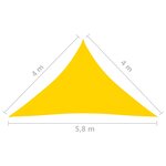 vidaXL Voile de parasol Tissu Oxford triangulaire 4x4x5 8 m Jaune