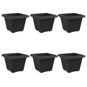 vidaXL Pot de Fleurs Carré 6 Pièces Noir 43 x 43 x 33 5 cm Plastique