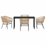 vidaXL Ensemble de salle à manger pour jardin 5 Pièces Marron Poly rotin