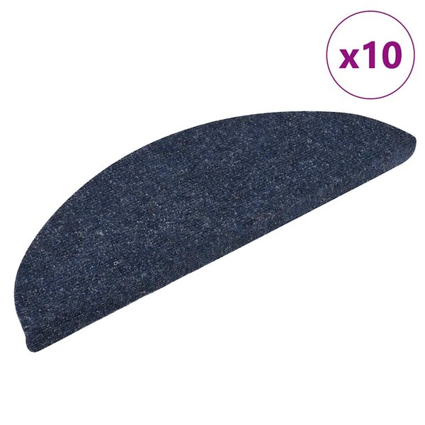 vidaXL Tapis d'escalier autocollants 10 pièces 56 x 17 x 3 cm Bleu Demi-rond