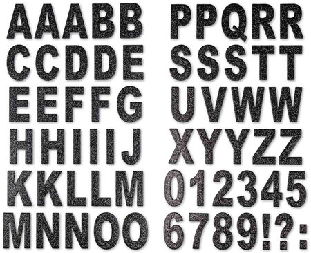 Stickers carton alphabet chiffres 3 5 cm noir x 63 pièces