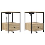 vidaXL Table de nuit avec station de chargement 2 Pièces Chêne sonoma