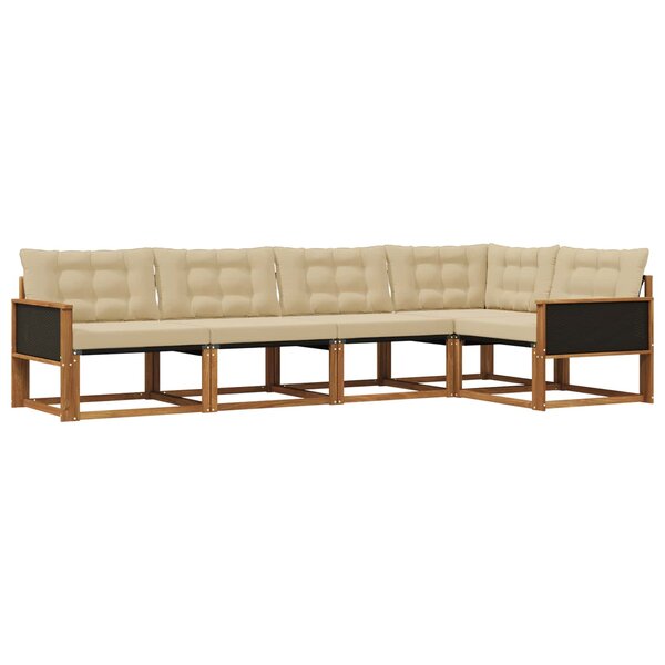 vidaXL Ensemble de canapés d'extérieur 5 Pièces Naturel et Beige