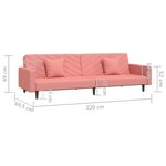 Vidaxl canapé-lit à 2 places avec deux oreillers rose velours