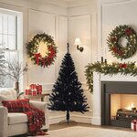 vidaXL Demi sapin de Noël artificiel avec support Noir 150 cm PVC