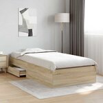 vidaXL Cadre de lit Marron 90 x 190 cm Bois d'ingénierie