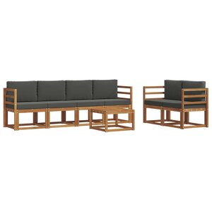 vidaXL Ensemble de canapés d'extérieur 7 pc Naturel et Anthracite