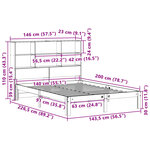 vidaXL Lit bibliothèque sans matelas 140x200 cm bois massif de pin