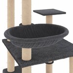 vidaXL Arbre à chat avec griffoirs en sisal gris foncé 141 cm