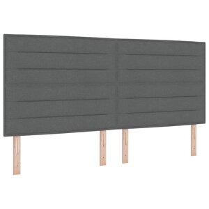vidaXL Lit à ressort LED avec matelas Gris foncé 200 x 200 cm tissu