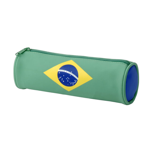 Trousse scolaire Brésil avec drapeau Brésilien - Matière soft - Fermeture zippée