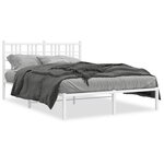 vidaXL Cadre de lit métal sans matelas et tête de lit blanc 135x190 cm