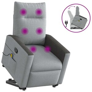 vidaXL Fauteuil de massage inclinable Gris clair Tissu