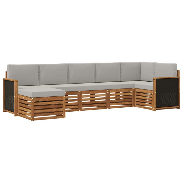 vidaXL Ensemble de canapé d'angle 6 Pièces Naturel et gris clair