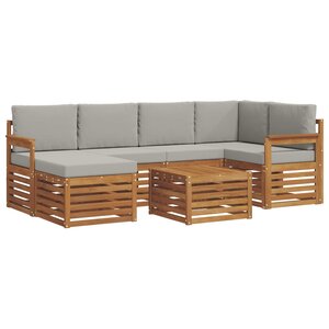vidaXL Ensemble de canapé d'angle 7 Pièces Gris Naturel et Clair