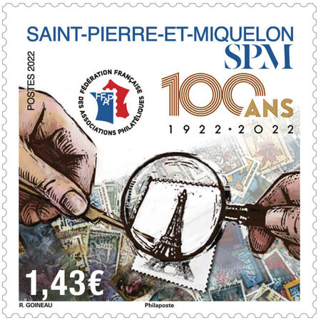 Timbre Saint Pierre et Miquelon - 100 ans de la Fédération Française des associations philatéliques