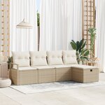 Ensemble de 5 Pièces de Canapés de Jardin avec Coussins Beige Rotin Poly