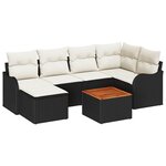 vidaXL Ensemble de canapé de jardin 7 Pièces Noir  blanc