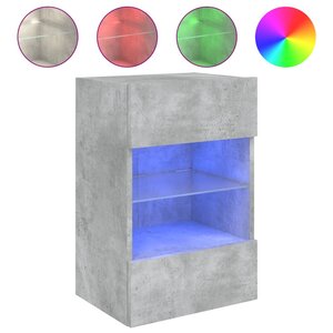 vidaXL Meuble TV mural avec lumières LED gris béton 40x30x60 5 cm