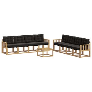 vidaXL Ensemble de canapés d'extérieur 9 Pièces Blanc et noir