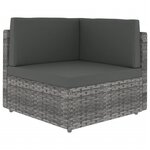 vidaXL Salon de jardin 7 Pièces avec coussins Gris Résine tressée