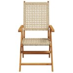 vidaXL Chaises inclinables de jardin lot de 8 beige rotin bois massif