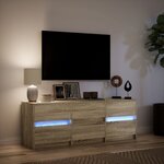 vidaXL Meuble TV avec LED chêne sonoma 140x34x50 cm bois d'ingénierie