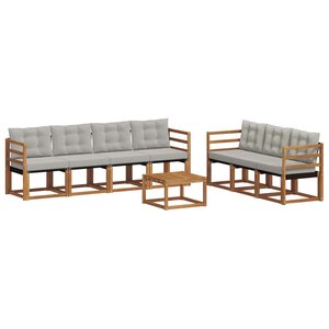 vidaXL Ensemble de canapés d'extérieur 8 pc Gris Naturel et Clair
