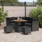 vidaXL Ensemble de canapé de jardin 8 Pièces Noir polyrotin