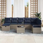 vidaXL Ensemble de Canapés avec coussin 9 Pièces Gris polyrotin