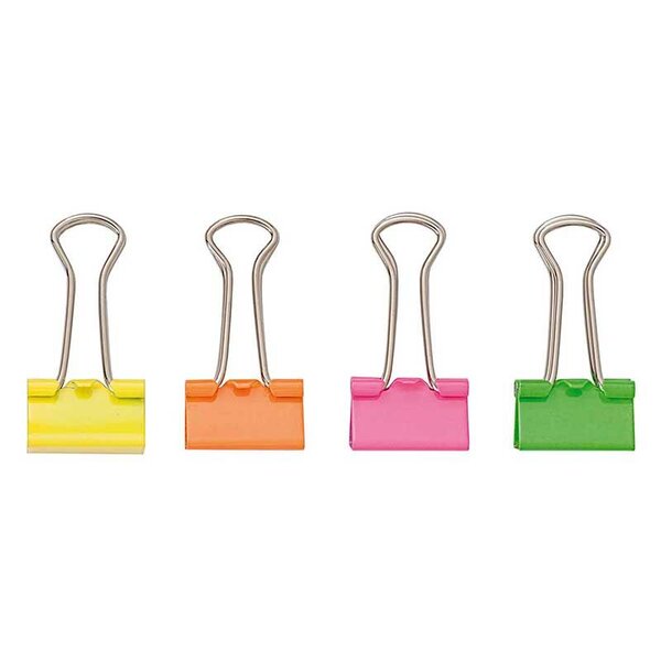 12 pinces double clip fluo 25 mm