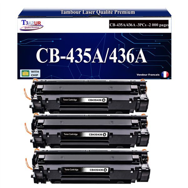 T3AZUR -3x Toners compatibles avec HP CB435A (35A) pour HP LaserJet P1005  P1006