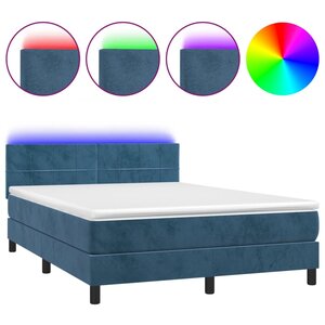 vidaXL Sommier à lattes de lit avec matelas LED Bleu foncé 140x190 cm