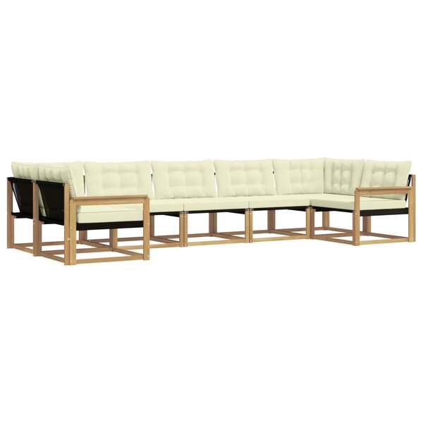 vidaXL Ensemble de canapés d'extérieur 7 Pièces Blanc et crème